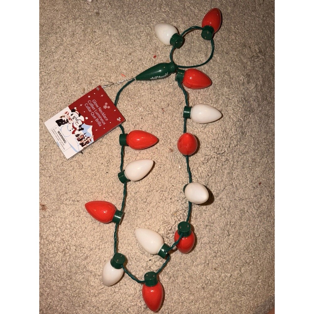 2021 Disney Parks Holiday LIGHT UP Necklace Christmas Bulbs Mickey Icon NEW TAGS